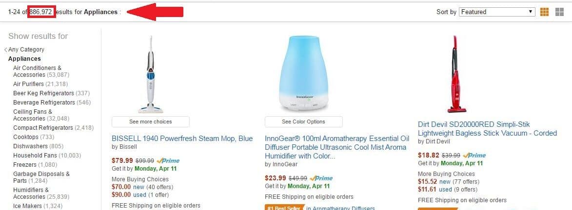 Amazon Sales Rank Example - Appliances